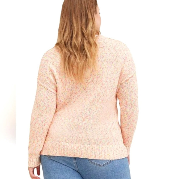 Torrid Marled Cotton Flamingo Pink Neon Pop Knit Sweater Size 1X - Picture 3 of 11